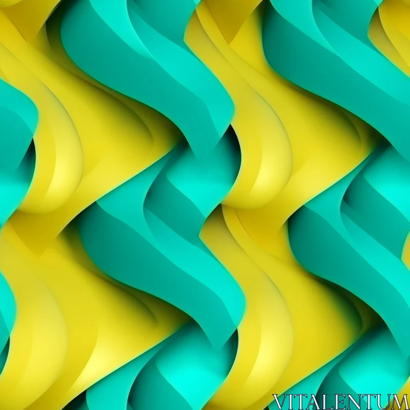 Yellow and Blue Waves Seamless Pattern AI Image