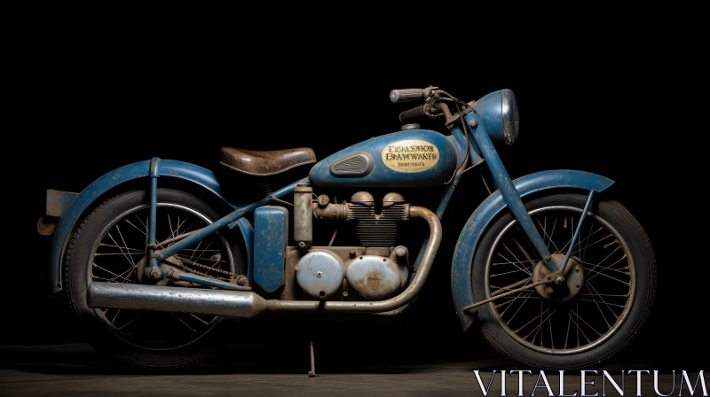 Vintage Blue Motorcycle from 1940s/50s AI Image