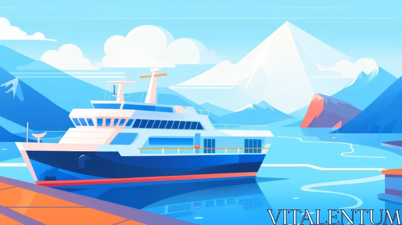 AI ART Harbor Cruise Ship Illustration