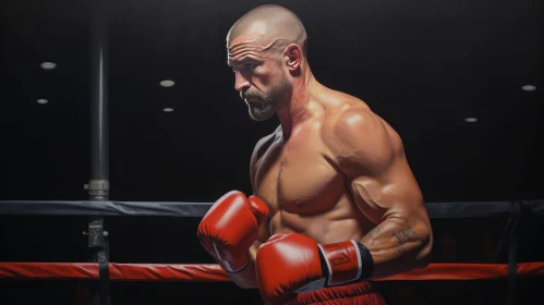 Intense Boxing Ring Fighter Painting