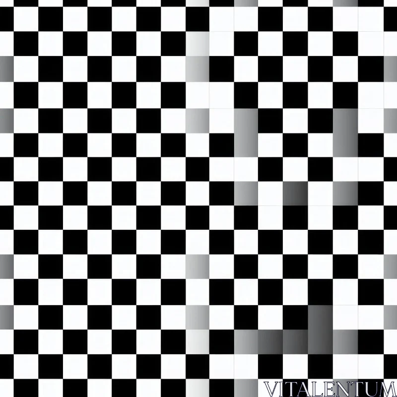 Monochrome Checkered Chaos - Abstract Pattern Design AI Image