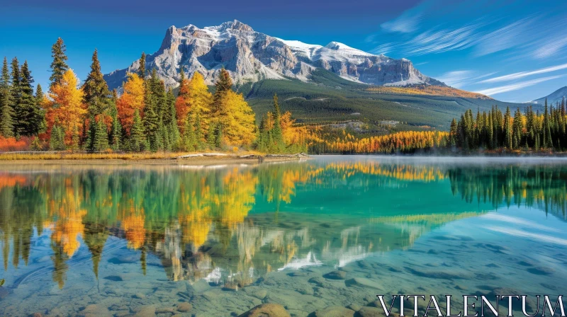 Mountain Lake Fall Landscape AI Image