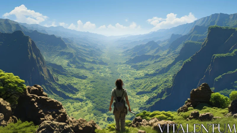 Mountain View Adventure - Scenic Valley Landscape AI Image
