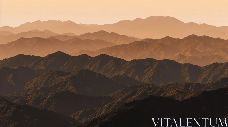 AI ART Serene Sunset Mountain Range Landscape