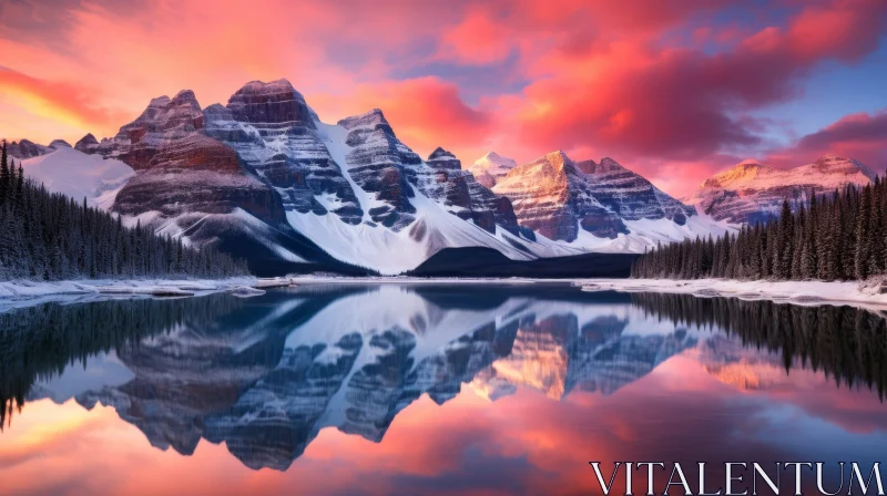 Tranquil Snow-Capped Mountains Reflection at Lake - Landscape Photography AI Image