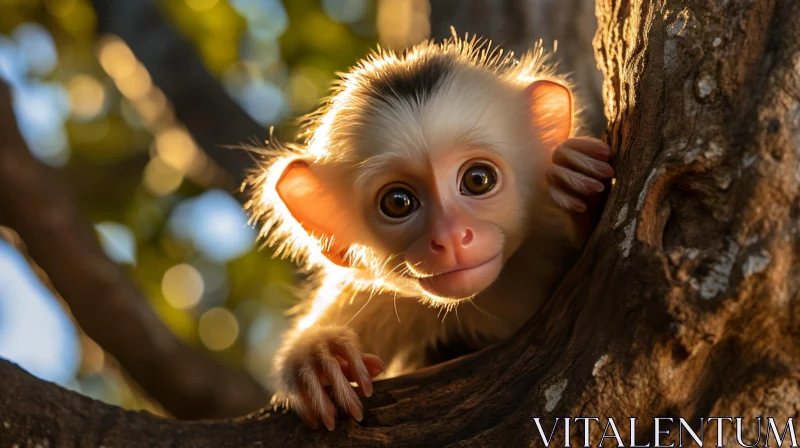 Adorable Baby Monkey Portrait AI Image