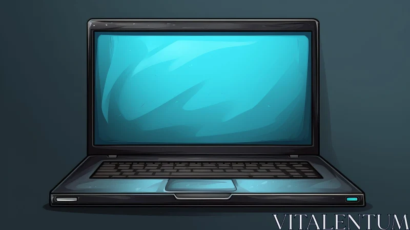 Black Laptop Cartoon Illustration AI Image