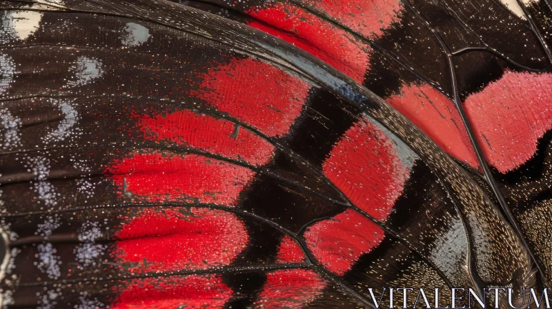 Close-up of a Butterfly Wing with Iridescent Scales AI Image