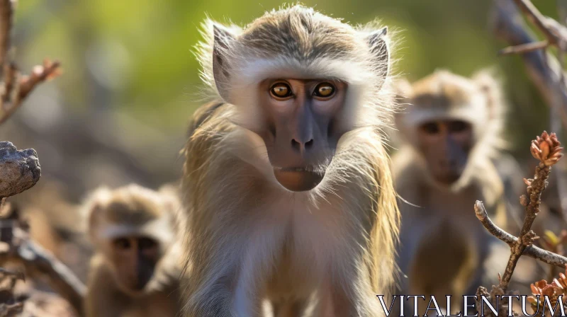 Curious Vervet Monkey in Natural Habitat AI Image