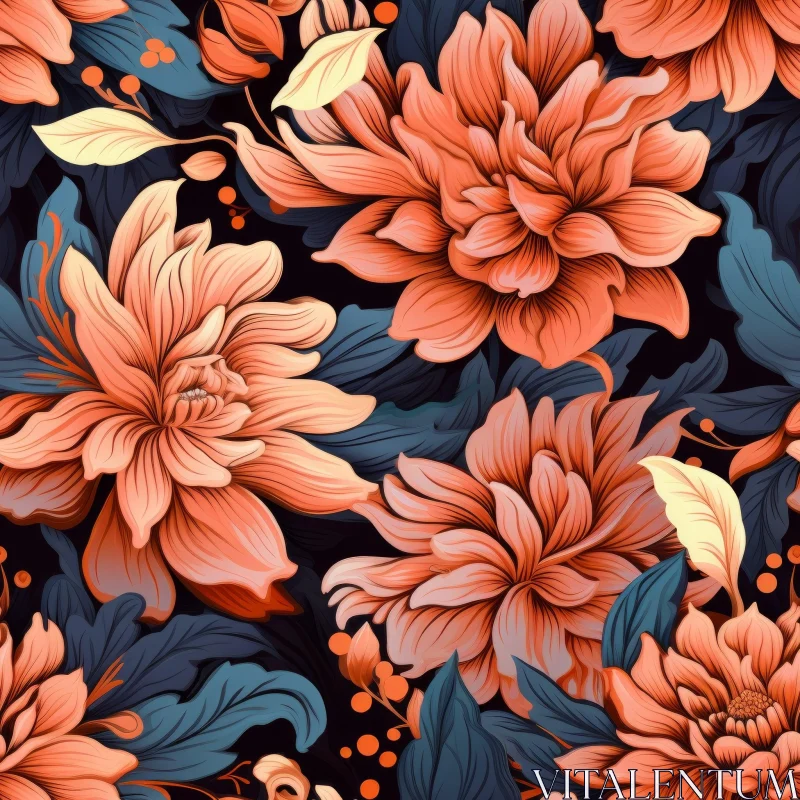 Dark Blue Floral Pattern - Home Decor and Fabric Design AI Image