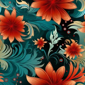Dark Blue Floral Seamless Pattern