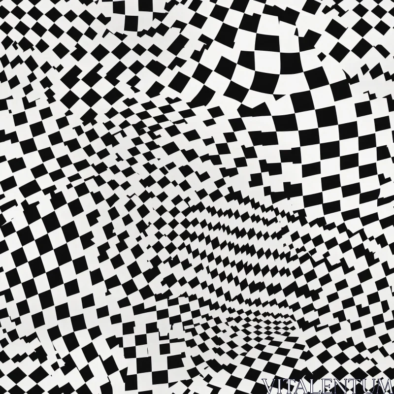 AI ART Monochrome Checkered Pattern - Abstract Geometric Artwork