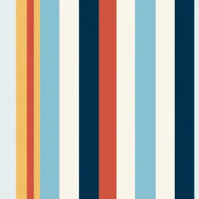 Retro Vertical Stripes Pattern in Blue, Green, Orange, Red, White, and Yellow