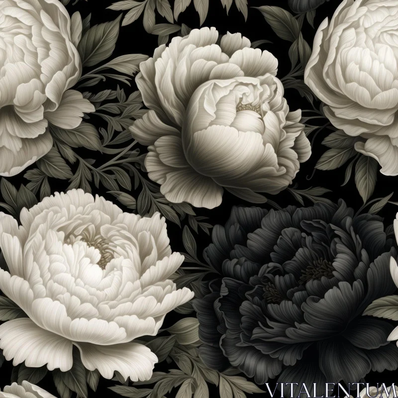 AI ART Vintage Floral Peony Pattern