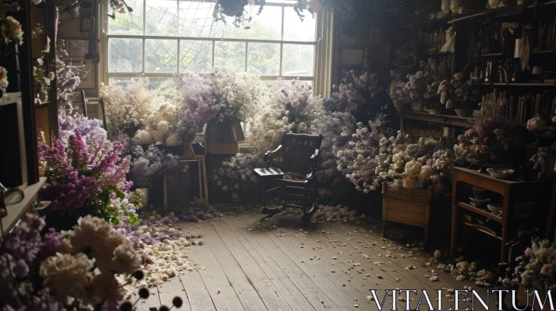 AI ART Beautiful Room Filled with Flowers - Calming and Peaceful