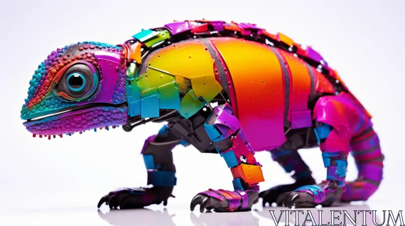 Colorful Metallic Lizard - A Masterpiece of Modular Construction AI Image