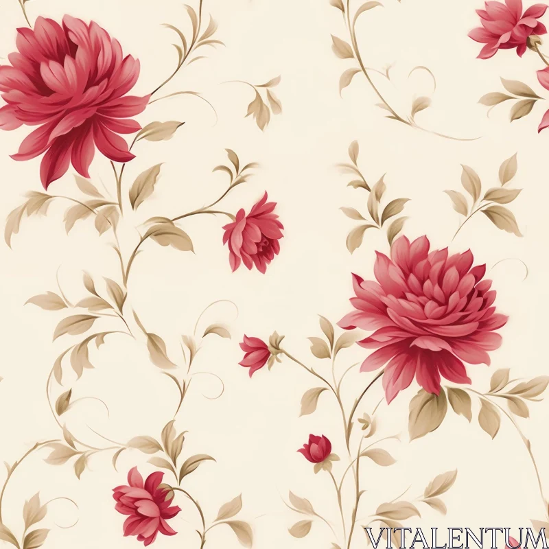Elegant Floral Pattern on Beige Background AI Image