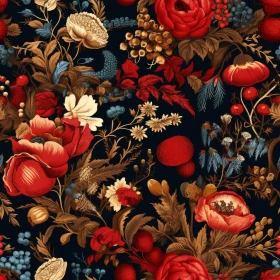 Elegant Floral Pattern on Dark Blue Background