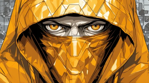 Golden Masked Man - Futuristic Portrait