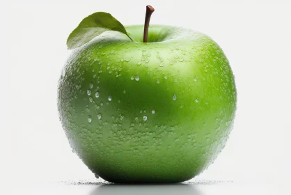 Green Apple with Water Droplets - Monochromatic Color Scheme
