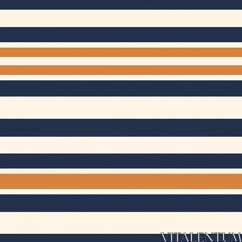 AI ART Navy Blue Cream Orange Stripes Pattern