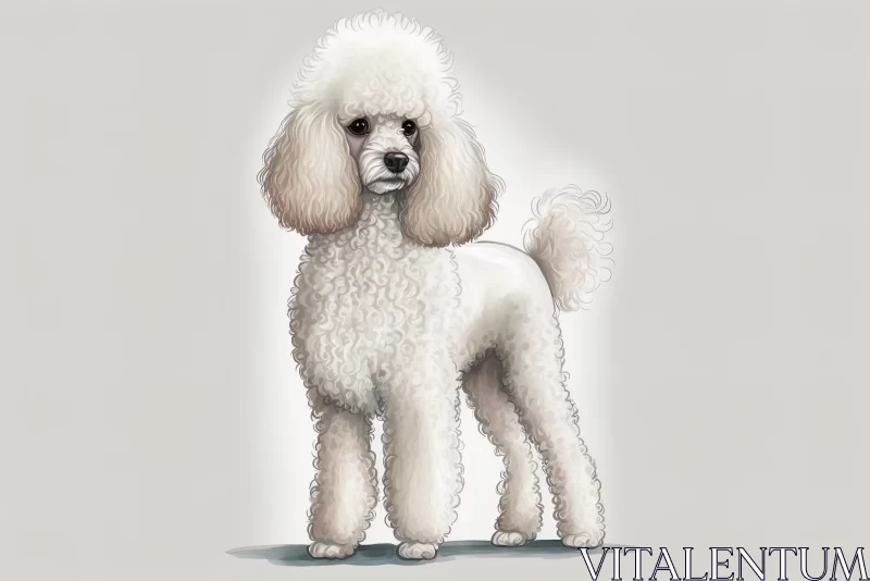 Realistic Poodle Dog Portrait Drawing AI Image