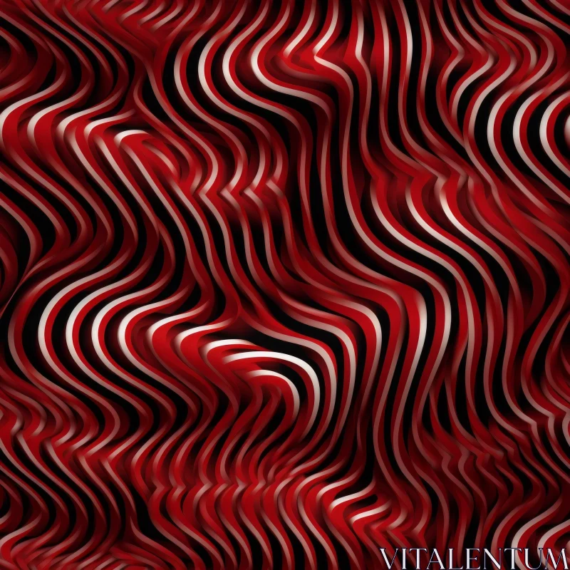 Red and White Waves Seamless Pattern on Black Background AI Image