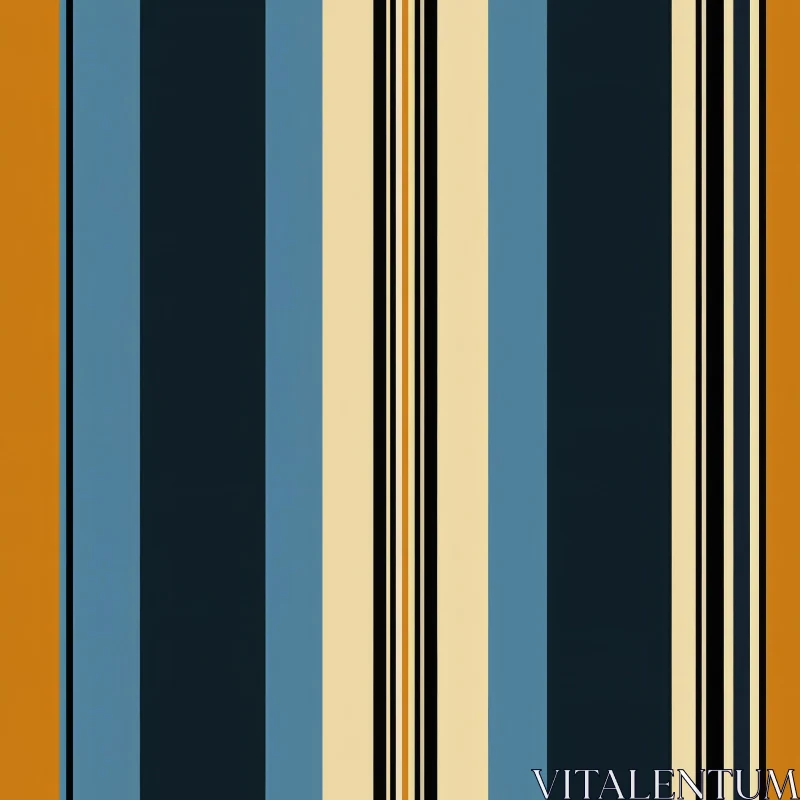 Retro Vertical Stripes Pattern in Blue, Orange, Black AI Image