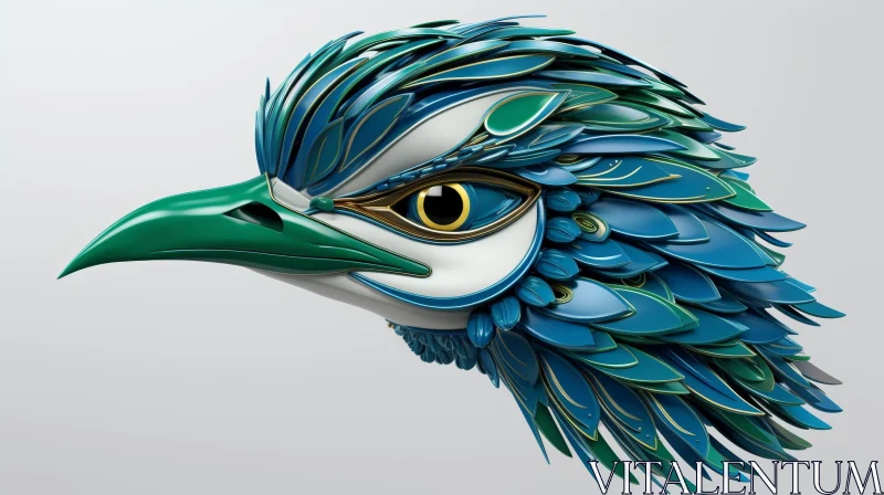 AI ART Bird 3D Rendering Profile - Gray Background