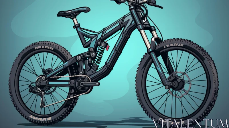 Black and Blue Mountain Bike Vector Illustration AI Image
