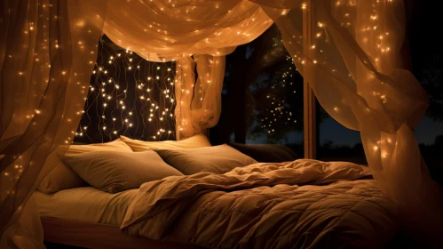 Cozy Bedroom Decor with Fairy Lights and Canopy