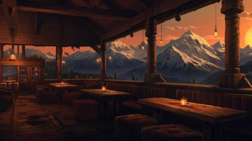 Cozy Tavern Interior in Mountainous Region
