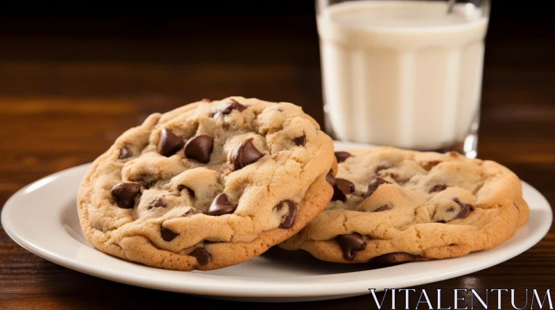 Delicious Chocolate Chip Cookies on White Plate AI Image