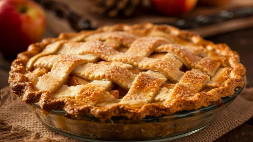 Delicious Rustic Homemade Apple Pie with Lattice Crust