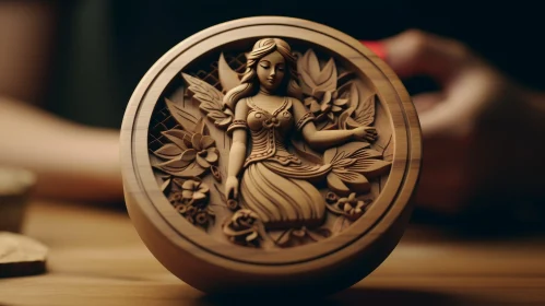 Enchanting Wood Carving of a Glowing Fairy