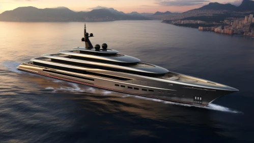 Luxury Yacht Cruising on Open Sea