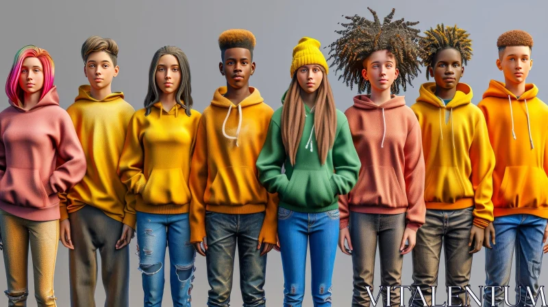 AI ART Powerful Portrayal of Diverse Teenagers | Group Image