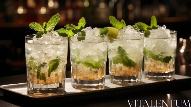Refreshing Mojito Cocktail on Bar Counter AI Image