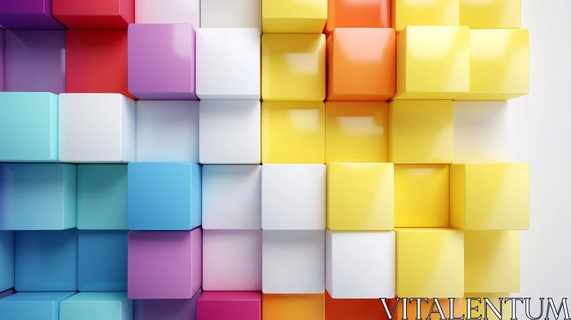Colorful 3D Cubes Wall Rendering AI Image