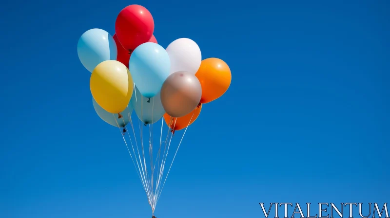 AI ART Colorful Balloons on Blue Sky - Joyful Image