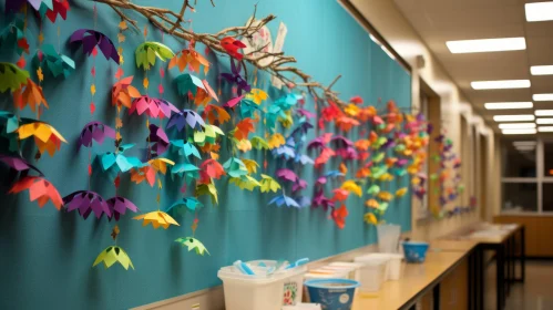 Colorful Paper Art Hallway - A Joyful Celebration of Nature