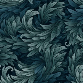 Dark Blue and Green Leaves Seamless Pattern