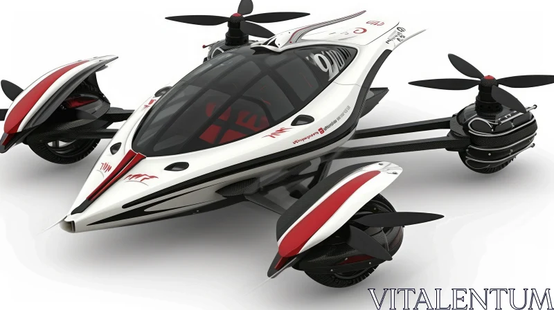 Futuristic Flying Car: Sleek and Aerodynamic Design AI Image