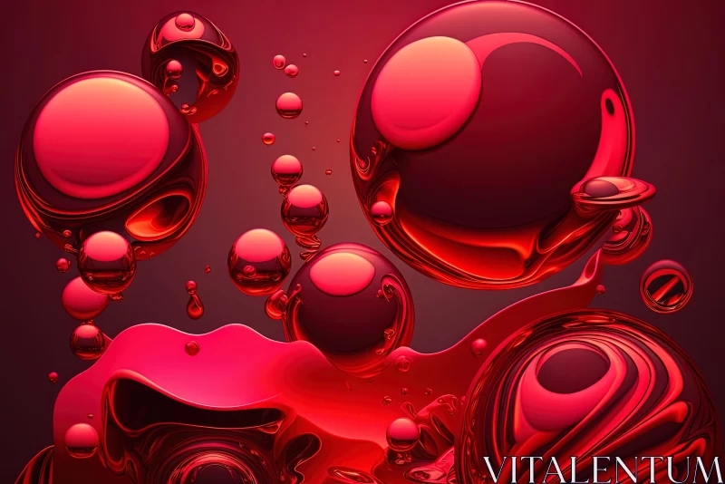 Red Abstract Liquid Splash - Highly Detailed Illustration AI Image