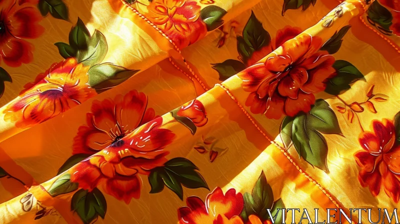 Yellow Tablecloth with Floral Pattern - Captivating Beauty AI Image