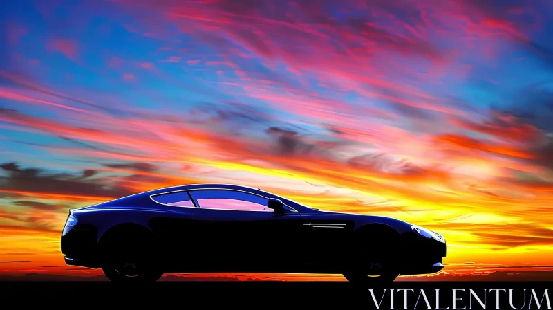 AI ART Black Aston Martin DB9 Driving at Sunset