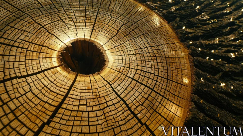 Close-up of a Cut Tree Trunk with Visible Rings | Nature Photography AI Image