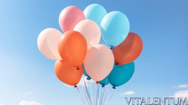 Colorful Balloons in the Sky AI Image
