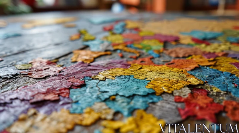 Colorful Map of Europe | Close-up Perspective | Wooden Table AI Image