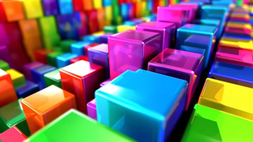 Colorful Three-Dimensional Cubes Artwork